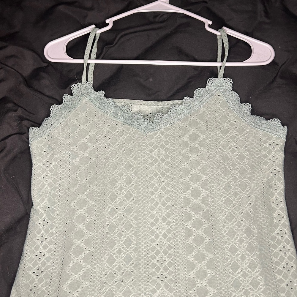 Lace Trim Women’s Top - Green